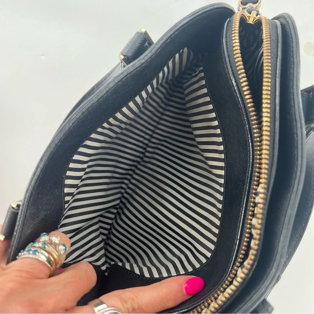 Kate Spade New York Cameron Street Large Lottie Satchel Crossbody Black Leather